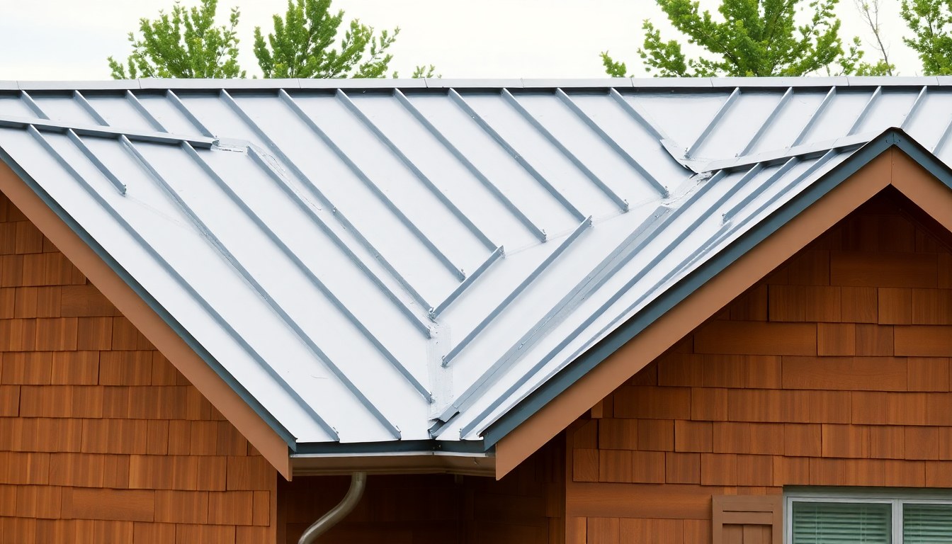 New standing seam metal roof after installation
