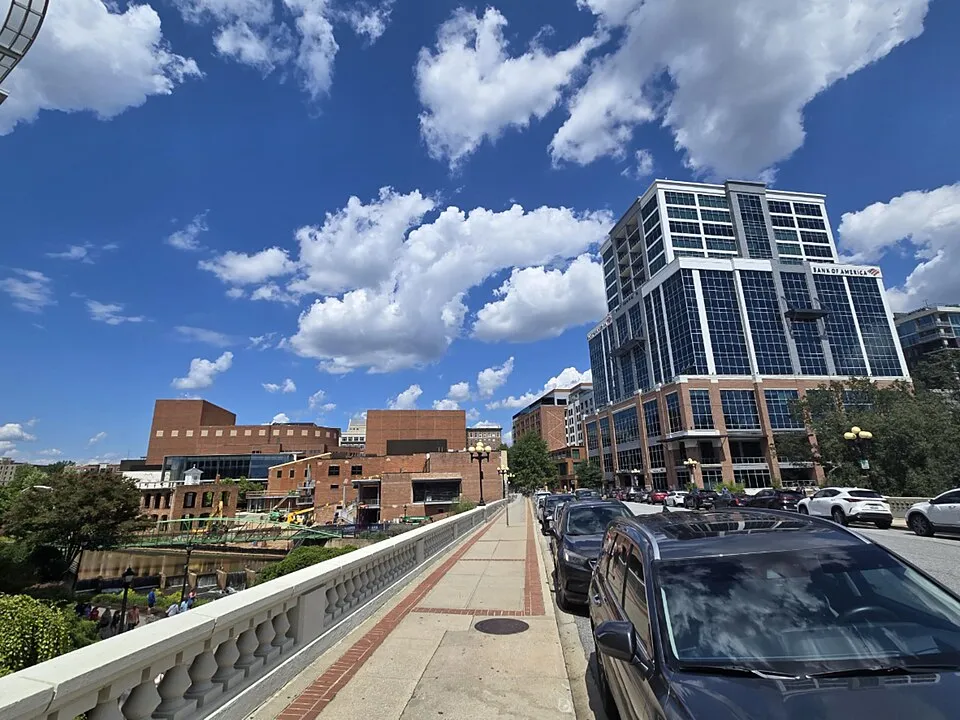 Greenville, South Carolina: Greenville, SC Skyline from the Main Street Bridge crossing the Reedy River