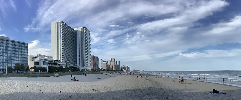 Myrtle Beach, South Carolina: Panorama of the Myrtle Beach Beachfront 3 (cropped)